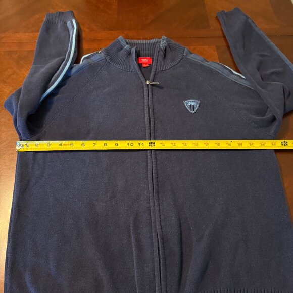Vintage Mossimo Y2K Zip Up Sweater L Navy Blue  2000s grunge - Picture 9 of 10